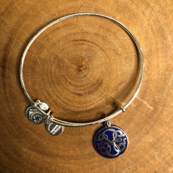 Alex and Ani sliver bangle with blue charm - Picture 2 of 3